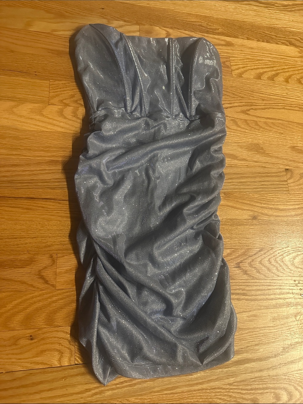 Forever 21 Shimmery Slate Strapless Ruched Cocktail Dress
